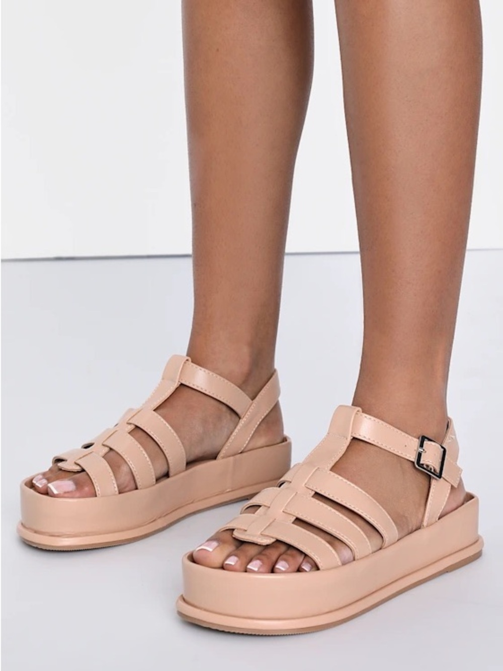 Chase + Chloe Nude Fisherman Platform Strappy Sandals NWT